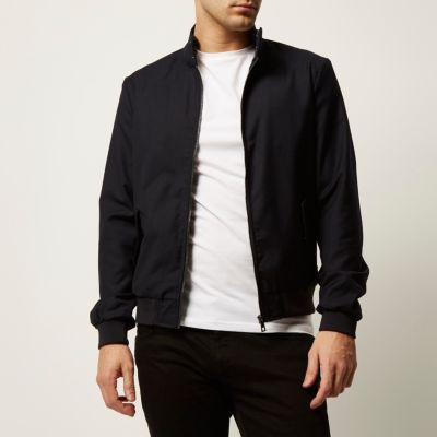Navy high neck harrington jacket